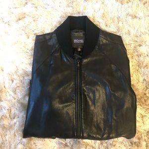 Faux Leather Bomber Jacket